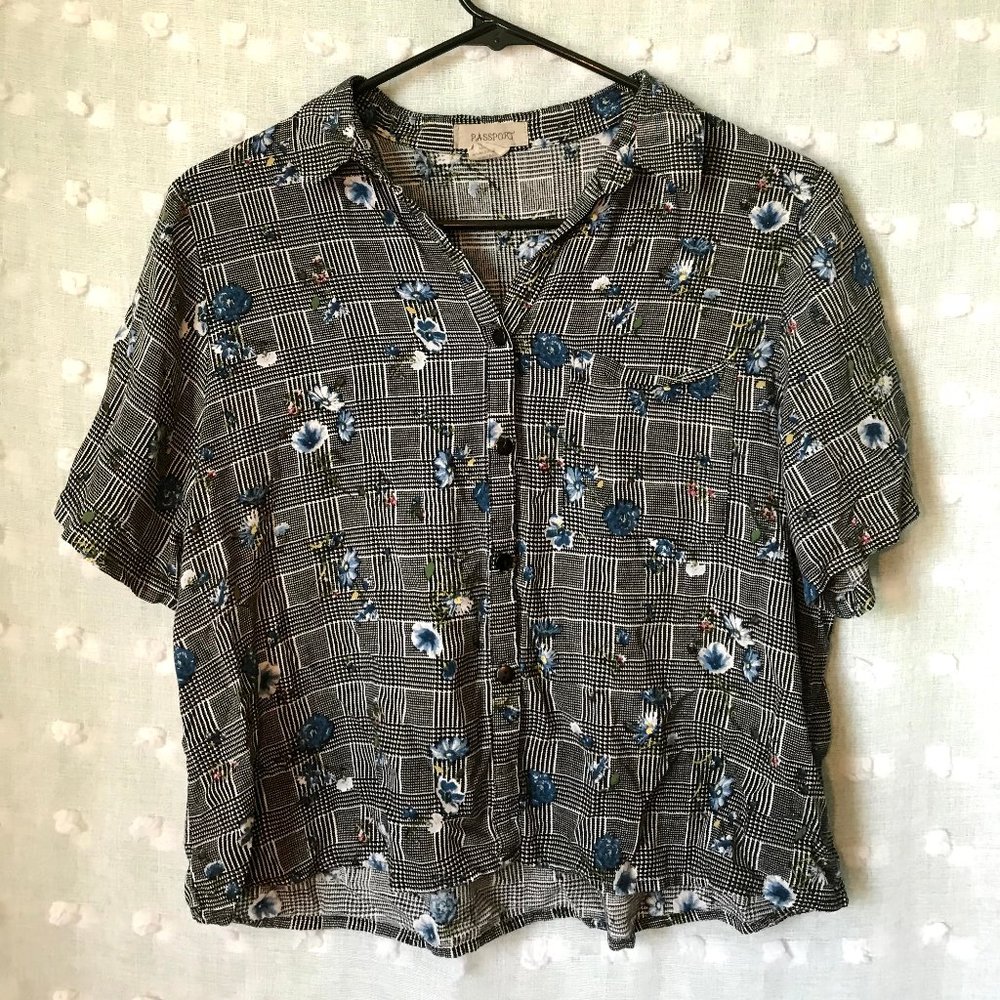 Cropped Button Down Flower Shirt